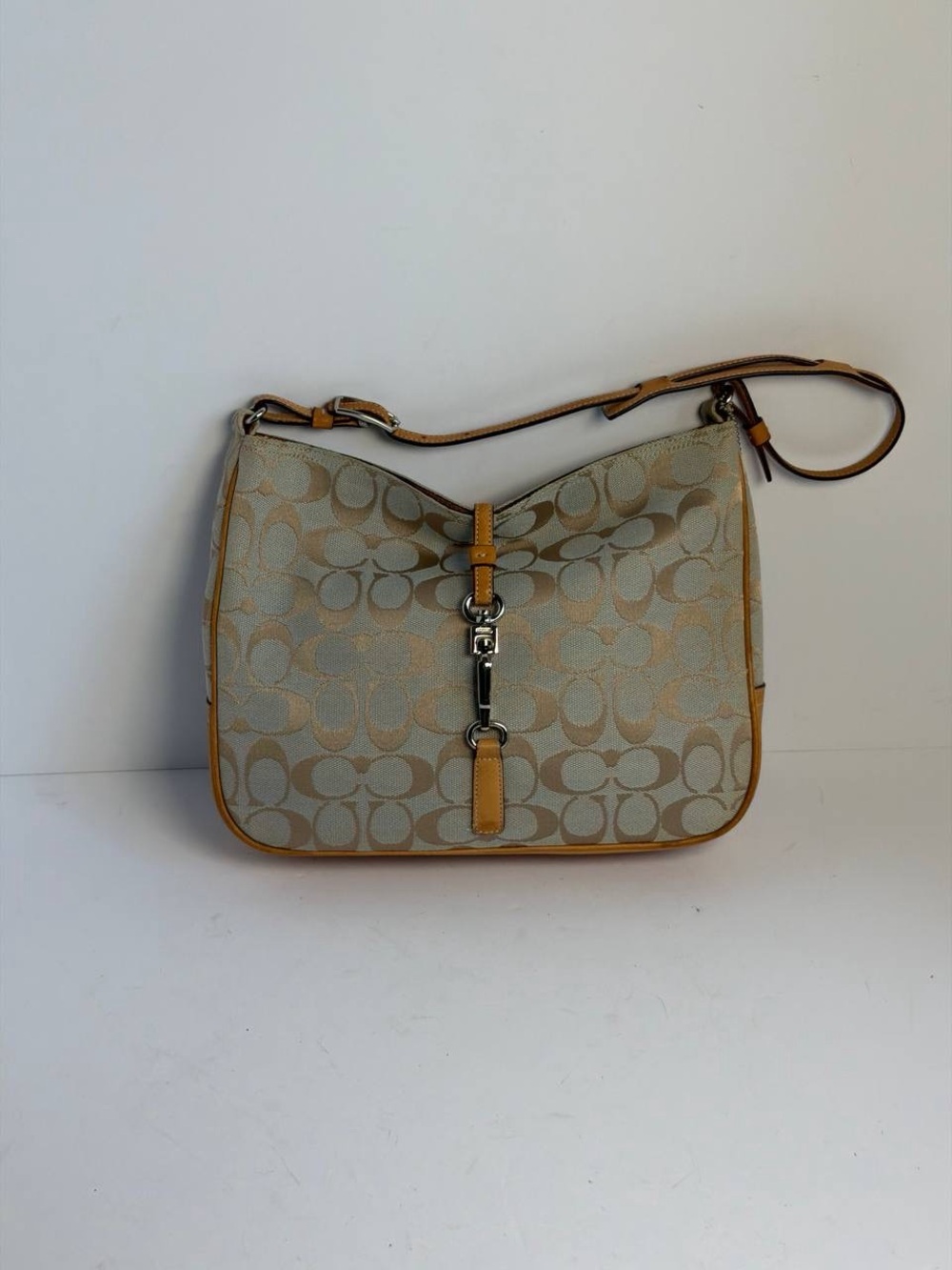 Coach Y2K Hampton Clip Signature Blue/Tan Hobo Shoulder Bag